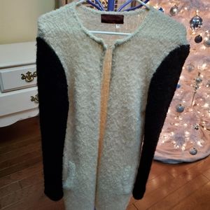 Long black & white wool sweater